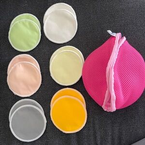 M&Y Organic Bamboo Reusable washable Nursing pads pack of 12 with pink bag